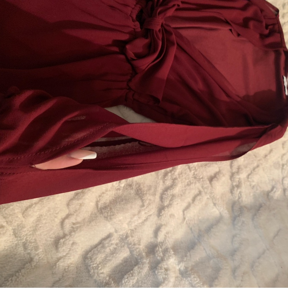 Tobi Deep Red Long Sleeve Top